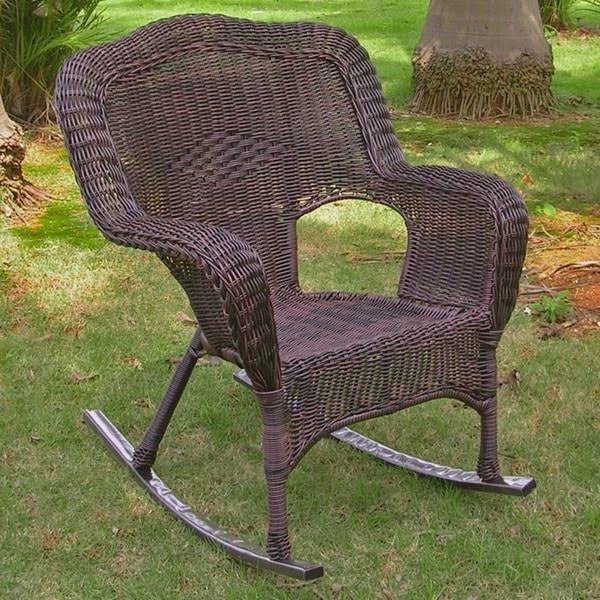 Weathered Grey Resin Wicker Porch Rocker O283