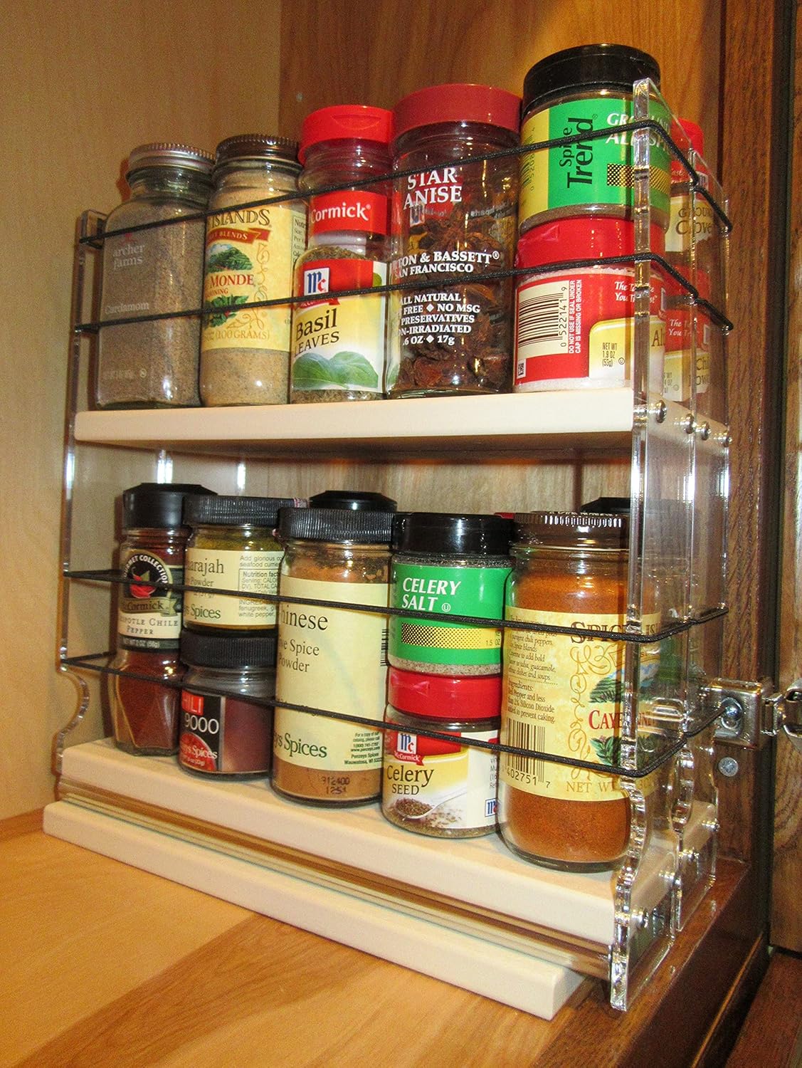 Narrow Spice Rack with 2 Drawers, 20 Spice Capacity S410138