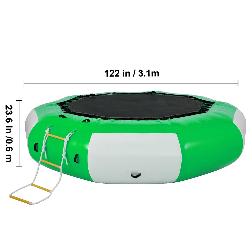 Inflatable Water Trampoline 10ft with 4-Step Ladder in Green and White Z795388