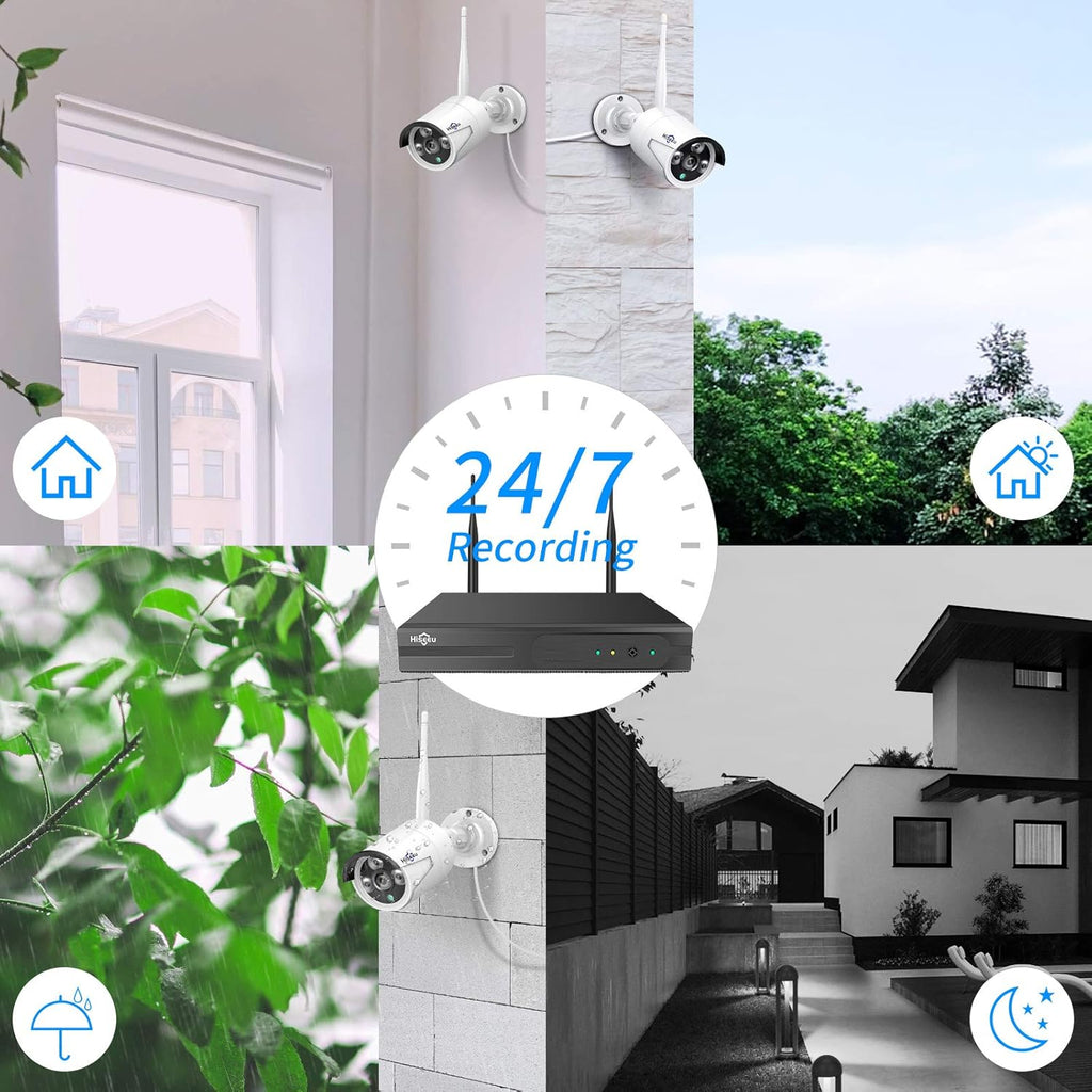 2K Wireless 8 CH NVR Kit 8Pcs 3MP WiFi Bullet Security Camera System with 3TB Hard Drive X211890