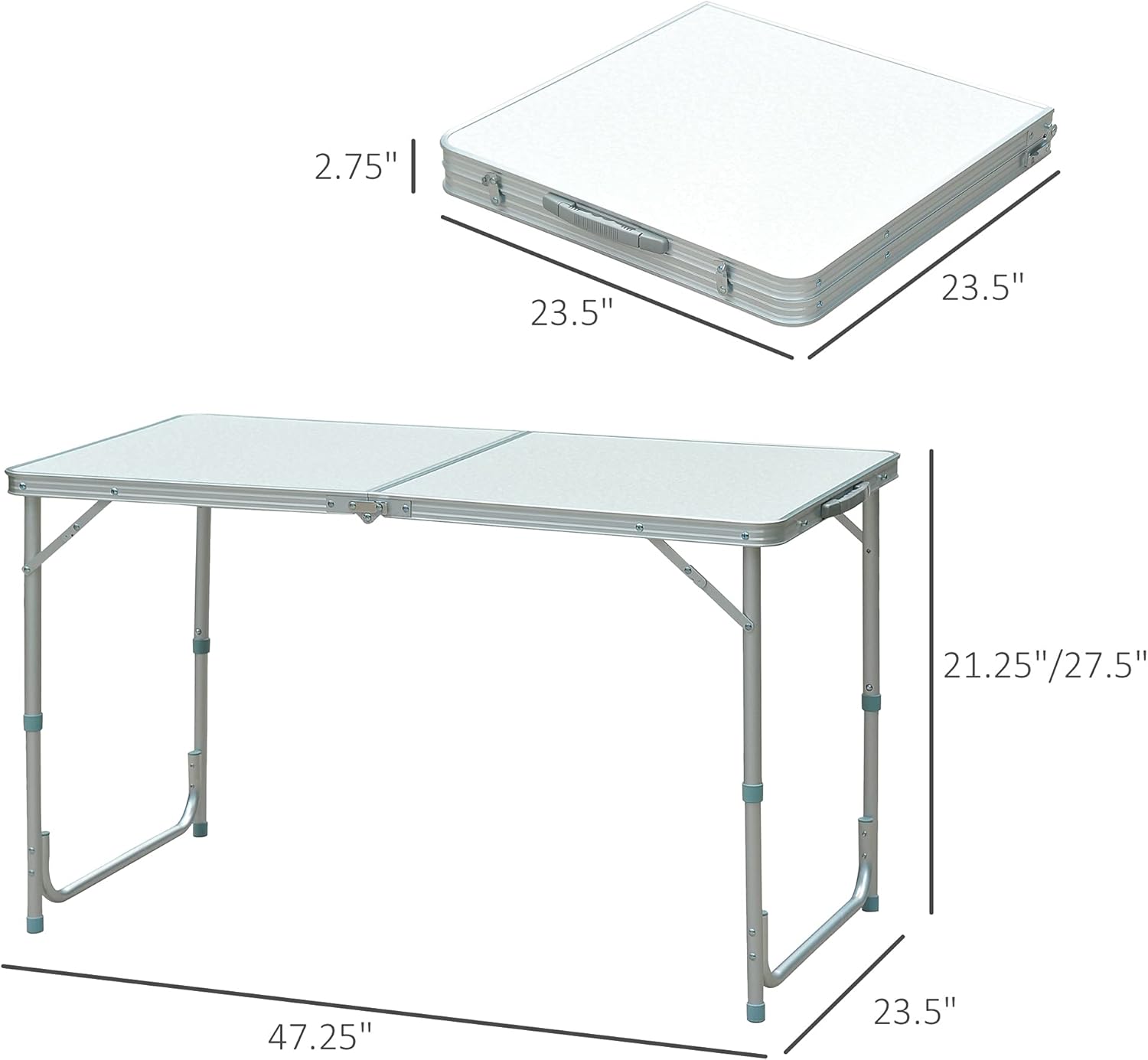 47 Aluminum Lightweight Portable Height Adjustable Camping Table with Carry Handle M204