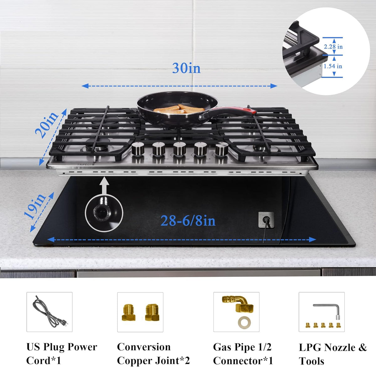 30 Inch Stainless Steel Gas Cooktop with 5 Sealed Burners J440765