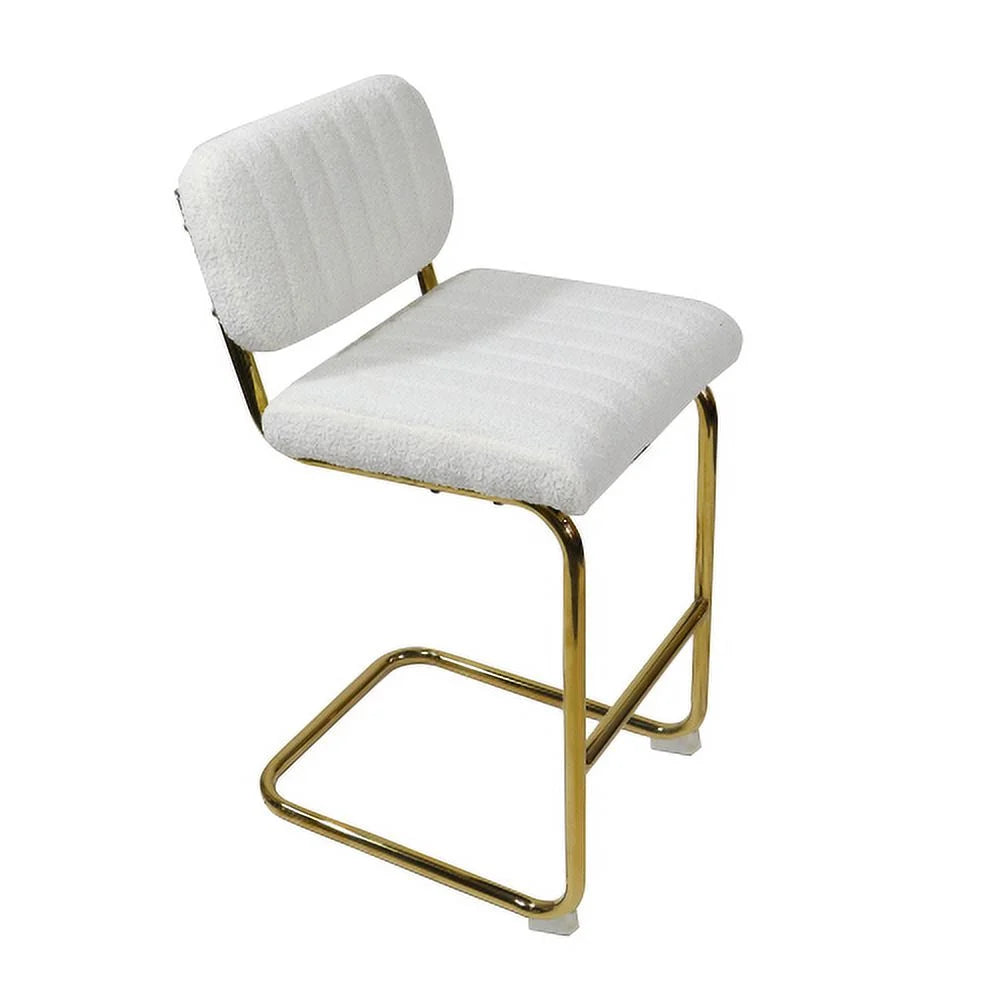 Ivory Boucle Fabric Counter Height Bar Stools Set of 2 G87269