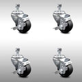 3.5 inch Soft Rubber Wheel Swivel Caster Set Brake N585788