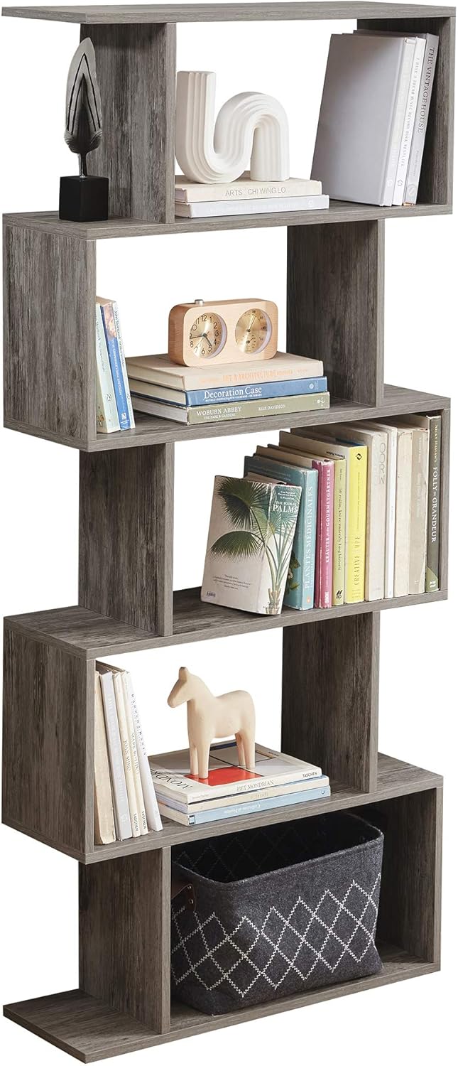 White 5-Tier Wood Bookcase S7880