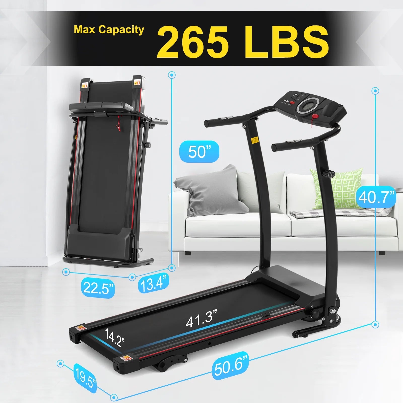 Folding Treadmill with Incline, 2.5HP Electric Motorized Treadmill, 220 LBS Capacity Q490942