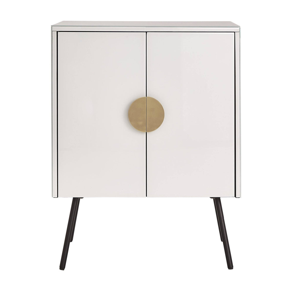White Glass 2-Door Accent Cabinet H9093
