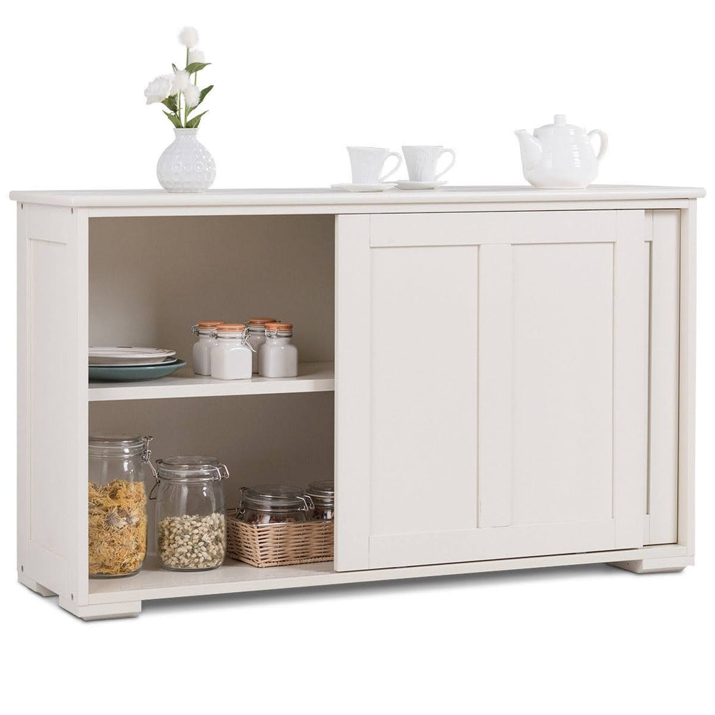 White Kitchen Storage Cabinet with Sliding Door N2654