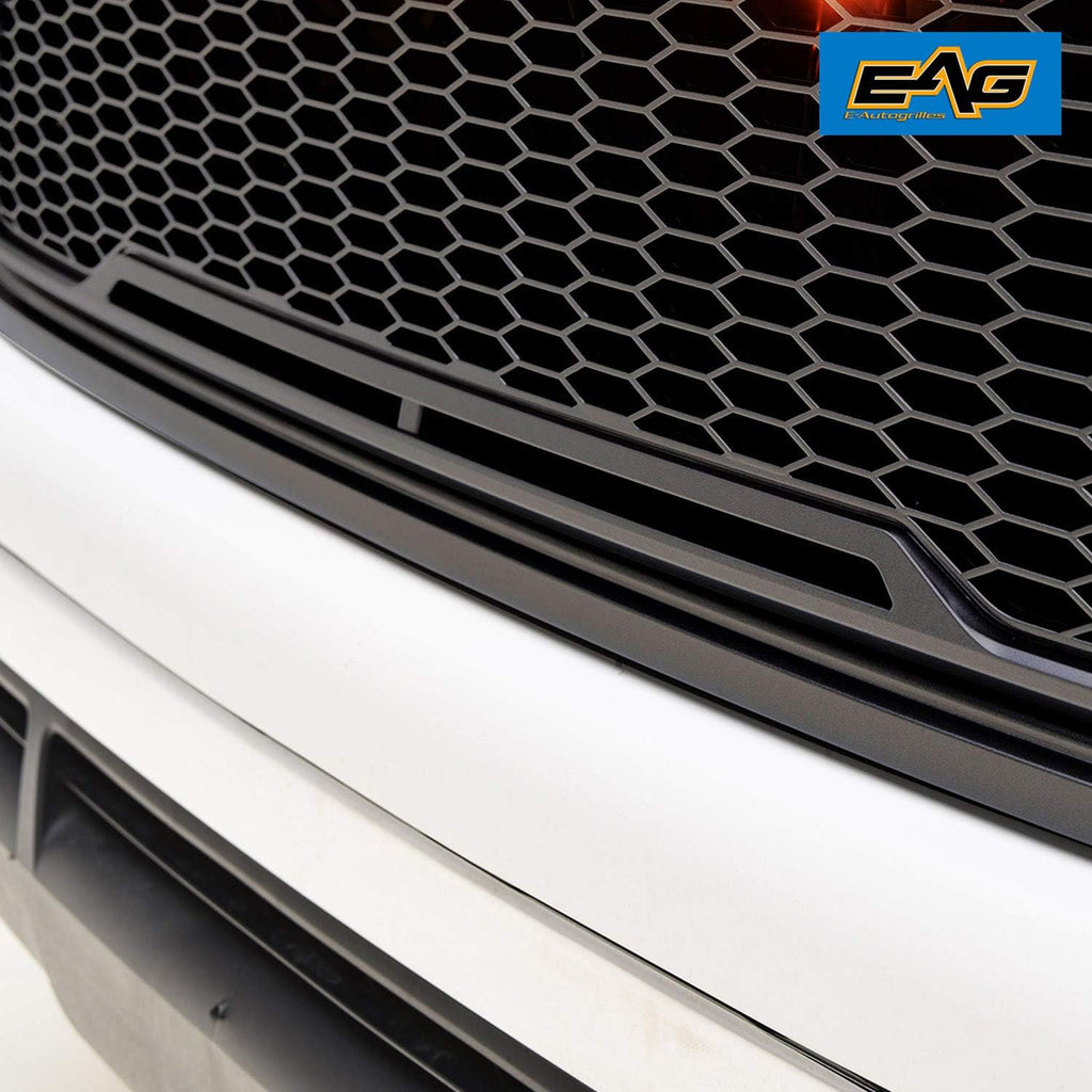 Matte Black Upper Grille Front Grill with Amber LED Lights N2461