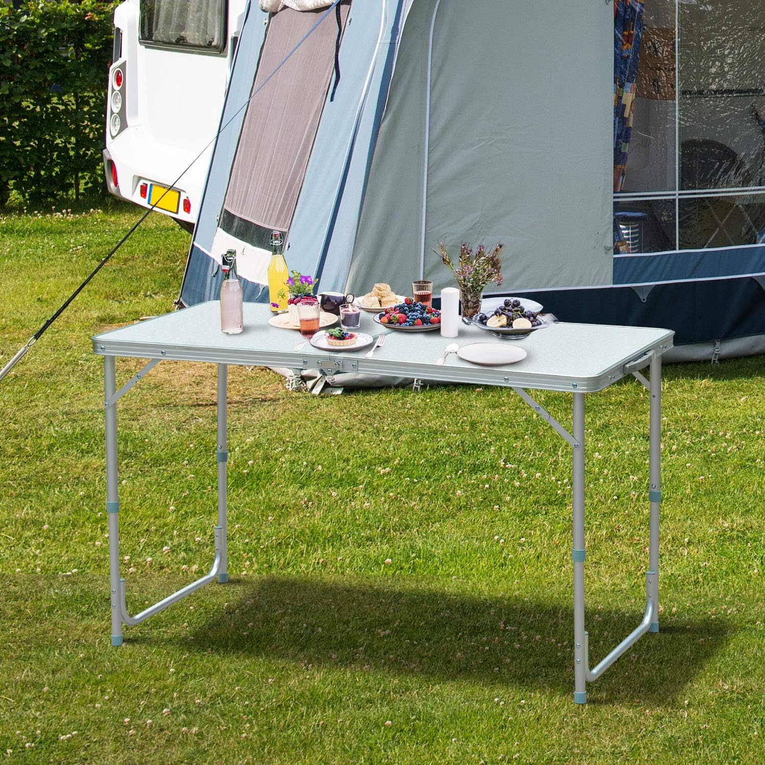 47 Aluminum Lightweight Portable Height Adjustable Camping Table with Carry Handle M204