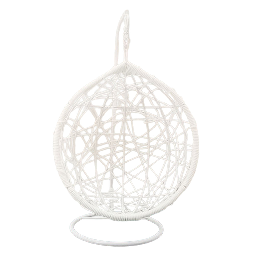 White Knitted Metal Miniature Dollhouse Swing Chair E883