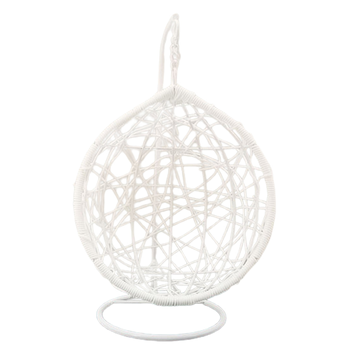 White Knitted Metal Miniature Dollhouse Swing Chair E883