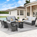 5 Pieces Outdoor Patio Sectional Sofa with Fire Pit Table U214888