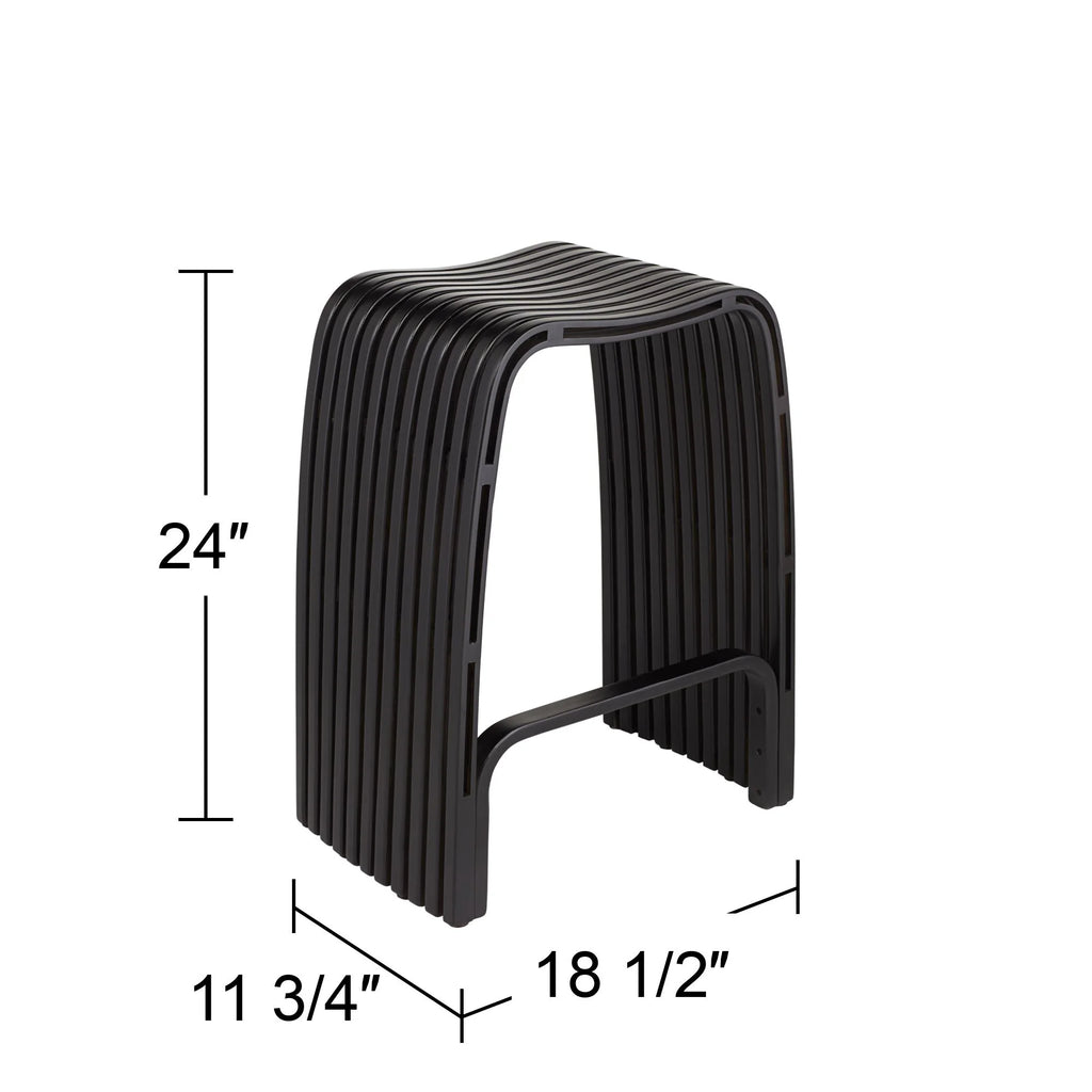 Bamboo Bar Stool Black 24" High with Footrest S35769