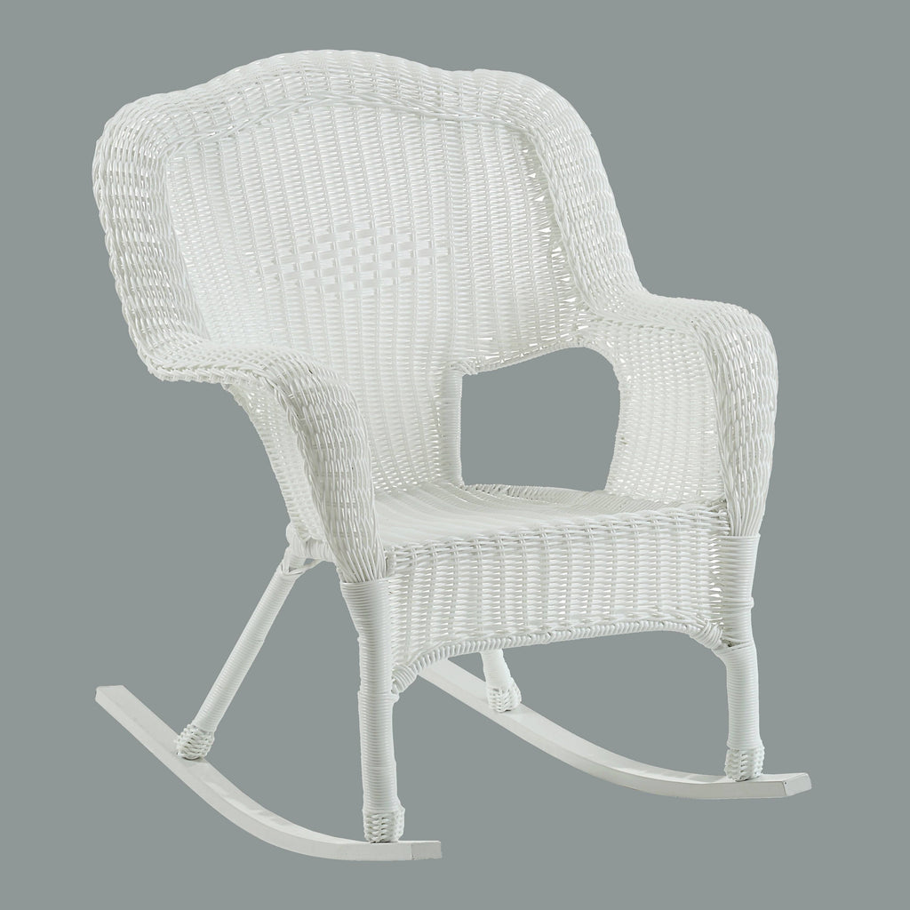 Weathered Grey Resin Wicker Porch Rocker O283