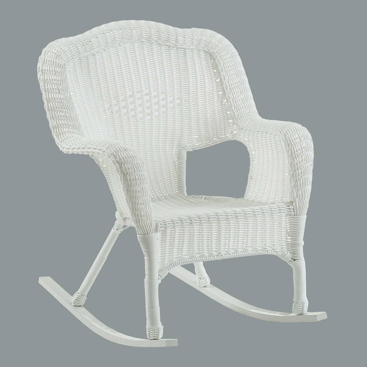 Weathered Grey Resin Wicker Porch Rocker O283