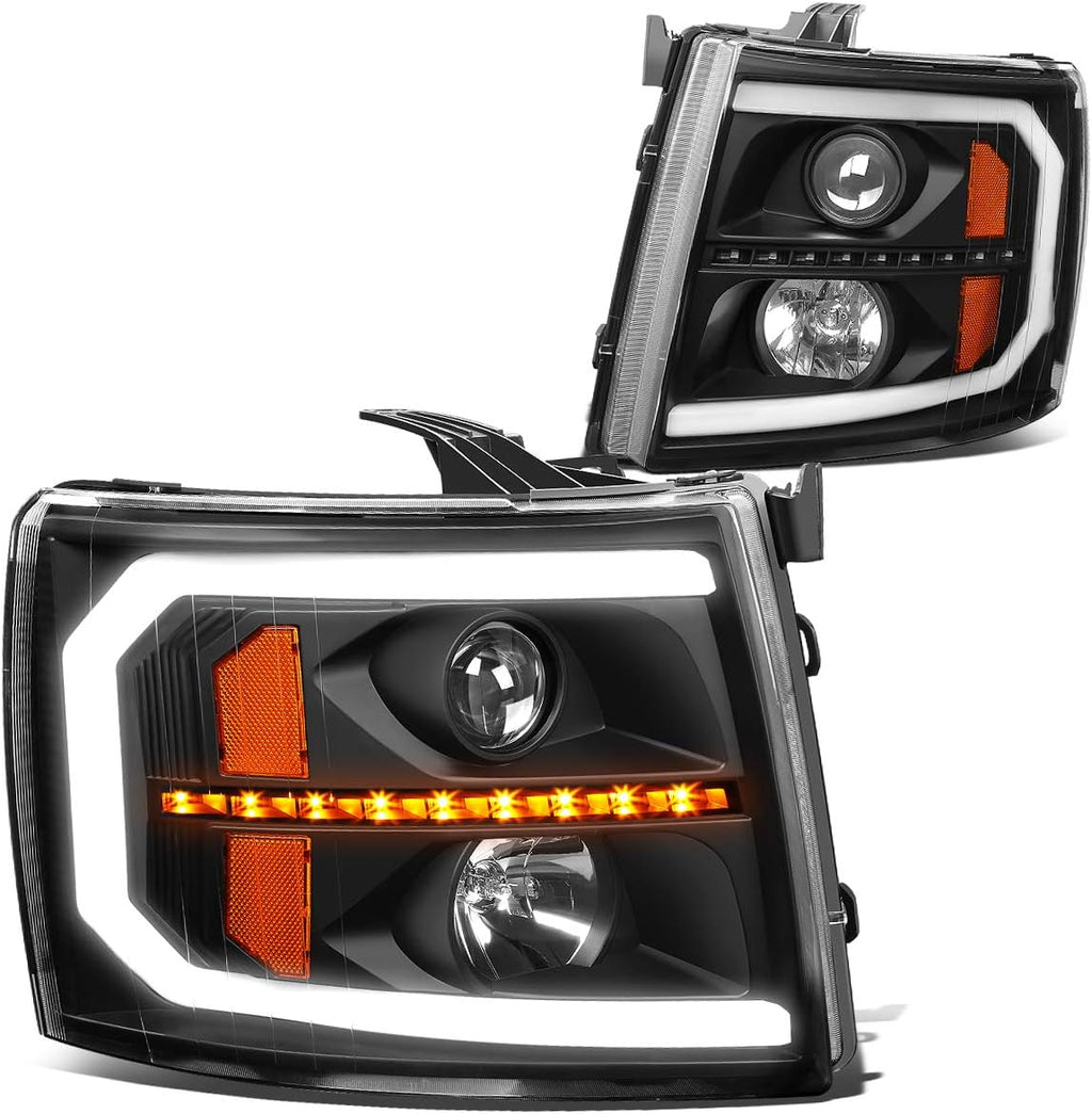 Smoke Lens LED Projector Headlights Assembly for Chevy Silverado Z444
