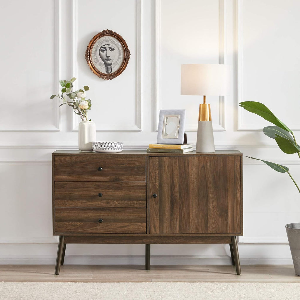 Dark Walnut Sideboard with Drawers and Cabinet Storage Z836074