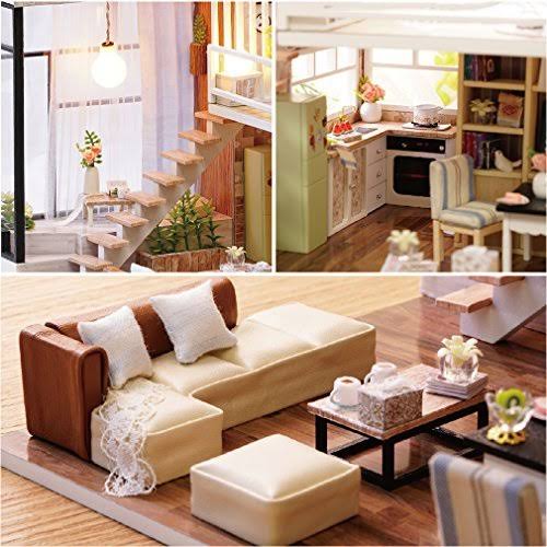Wooden DIY Dollhouse Kit with Furniture, 1:24 Scale N109138