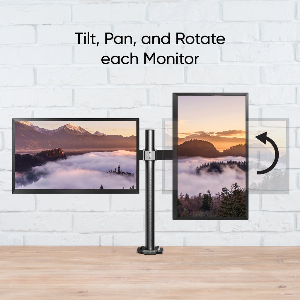 Full Motion Dual Monitor Desk Mount, Fits 2 Screens up to 27 Inches, VESA R613