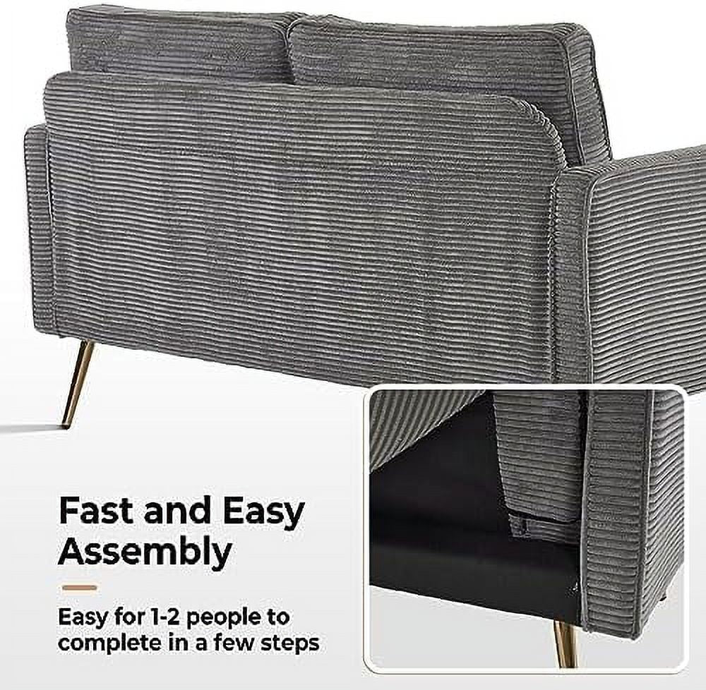 Beige Corduroy 2-Seater Loveseat Sofa T2788