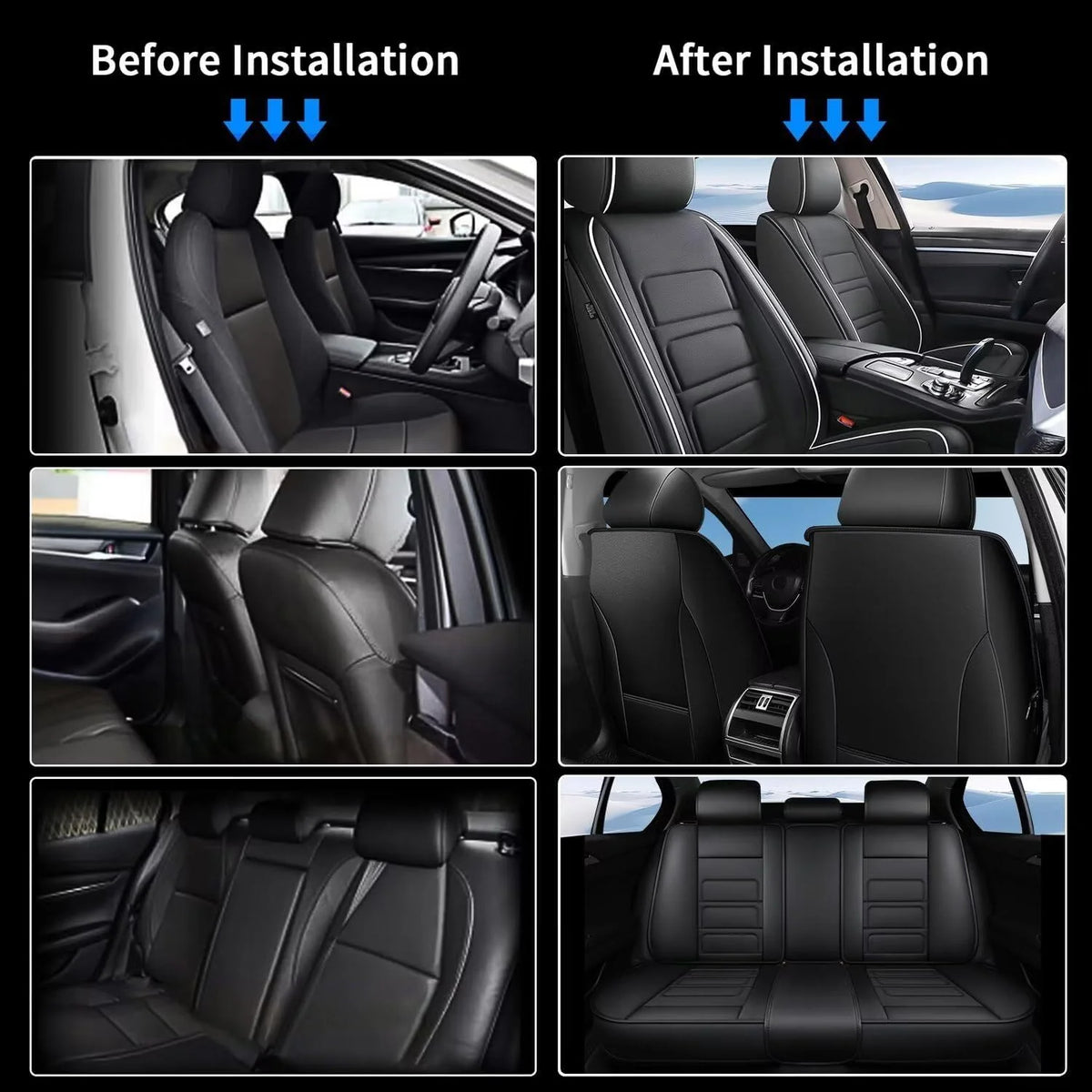 PU Leather Car Seat Cover Full Set for Split Back Seat N891729