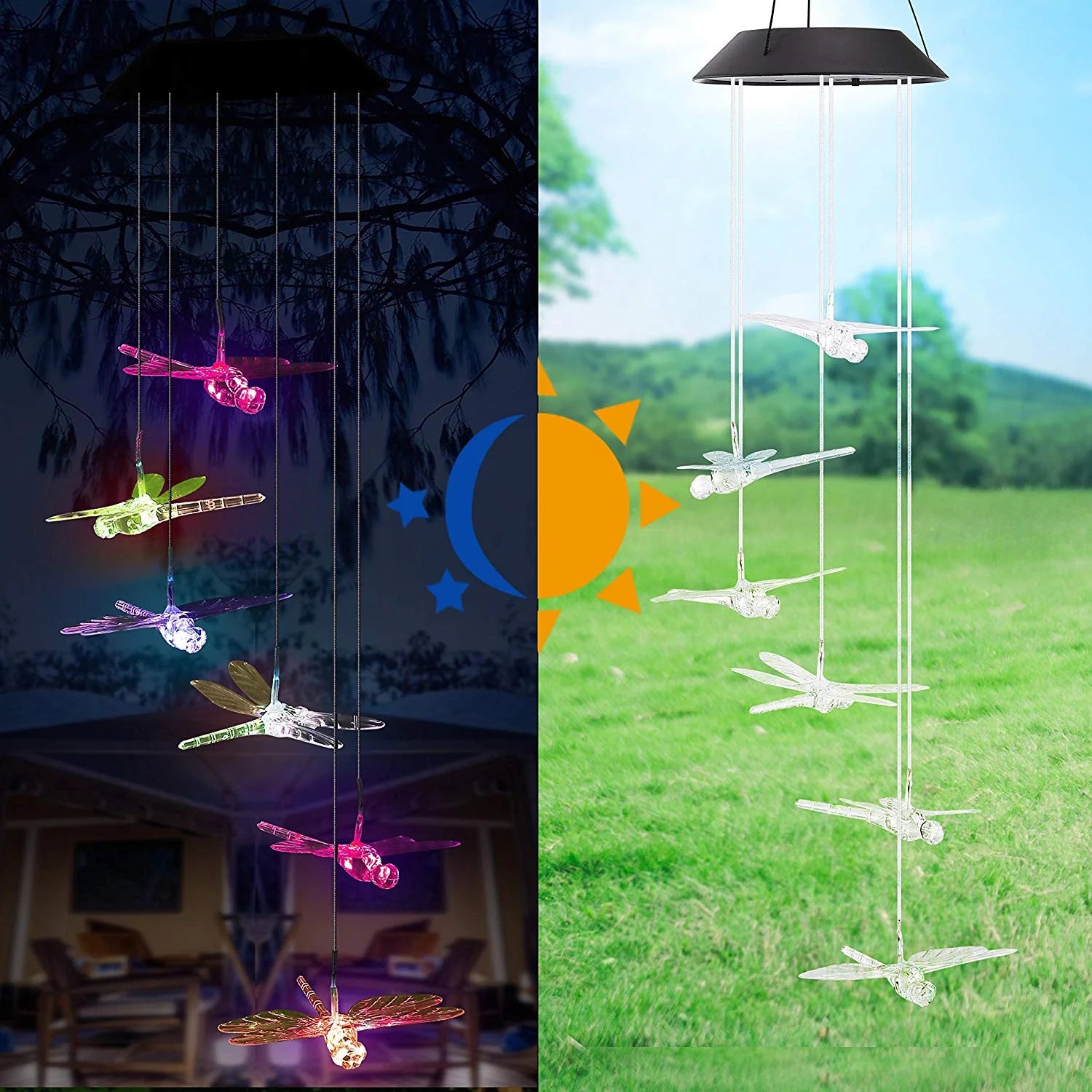Color Changing Dragonfly Wind Chime Spiral Spinner Wind Mobile U842563