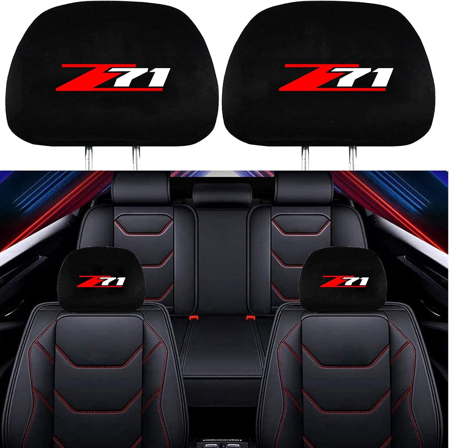 2 Pack Black Fabric Headrest Covers O77156