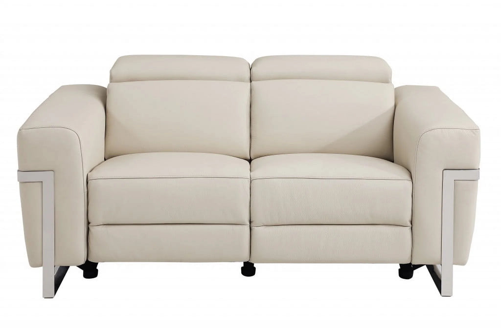 Italian Leather Five Person Seating Set, Beige - 2 Piece K6927