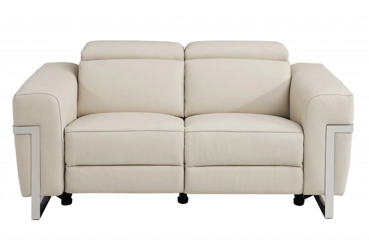 Italian Leather Five Person Seating Set, Beige - 2 Piece K6927