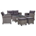 6 Piece Patio Sofa Set with Cushions Dark Gray Poly Rattan Steel Frame R4981