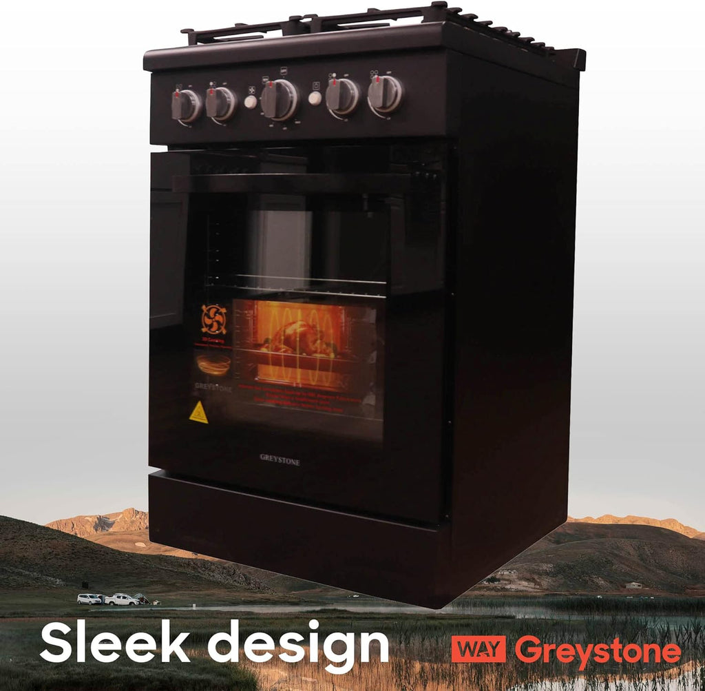 24 Inch Slide-In RV Gas Range with Oven, 4 Burners, Black D8858