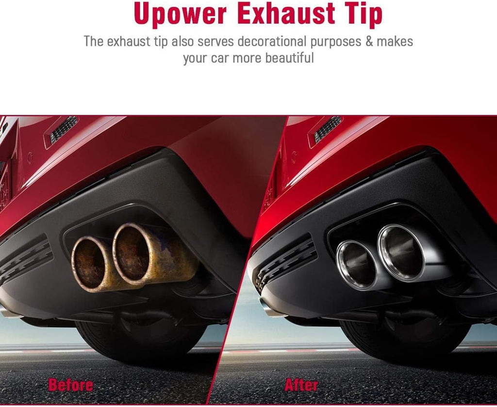 2PCS 2.25 Inlet 3 Outlet 304 Stainless Steel Exhaust Tailpipe Tips V25337
