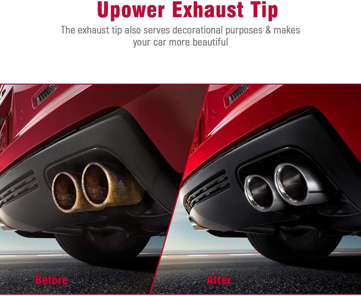 2PCS 2.25 Inlet 3 Outlet 304 Stainless Steel Exhaust Tailpipe Tips V25337