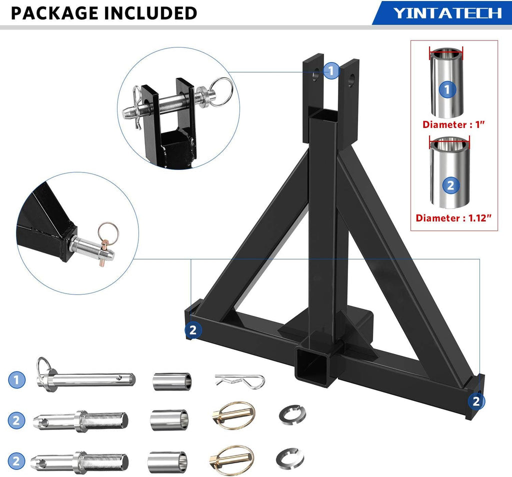 3 Point 2" Receiver Trailer Hitch Heavy Duty Drawbar Adapter Category One Tractor Tow Pack of 2 F655925
