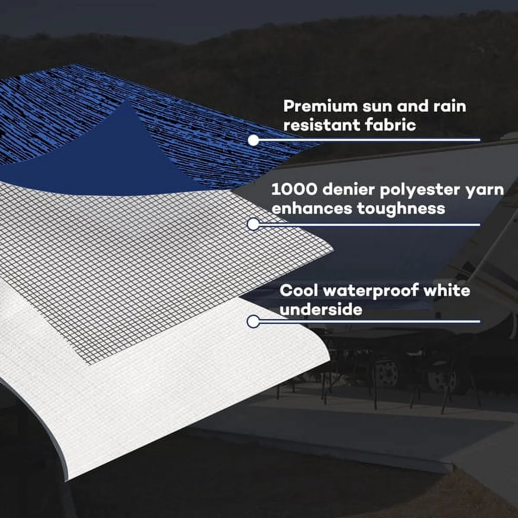 16' Blue Vinyl RV Awning Fabric Replacement F621