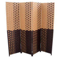 Black Paper Straw Weave 4-Panel Screen Room Divider G5178
