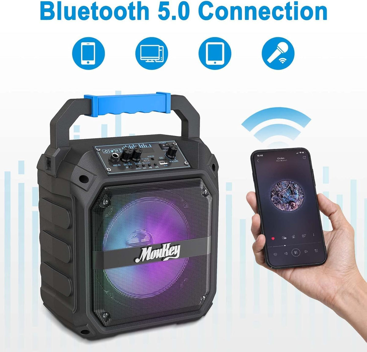 Karaoke Machine Speaker with Bluetooth Portable PA Stereo System W124