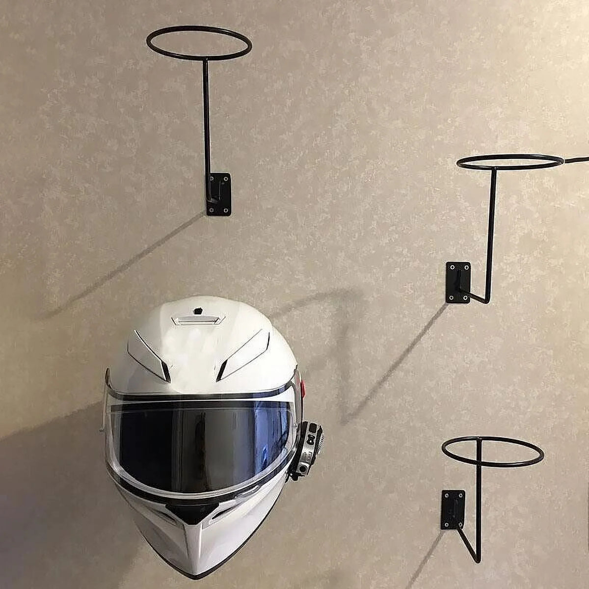 Black Wall Mount Motorcycle Helmet Holder Rack M157548