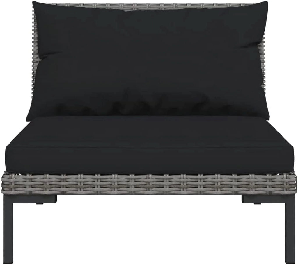 14 Piece Patio Lounge Set with Cushions Poly Rattan Dark Gray E18819