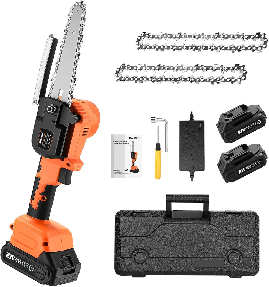 6" Mini Cordless Electric Chainsaw with Battery Indicator, Pack of 2 B5231