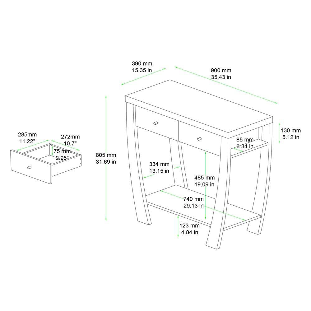Walnut Brown 2-Drawer Console Table J604392