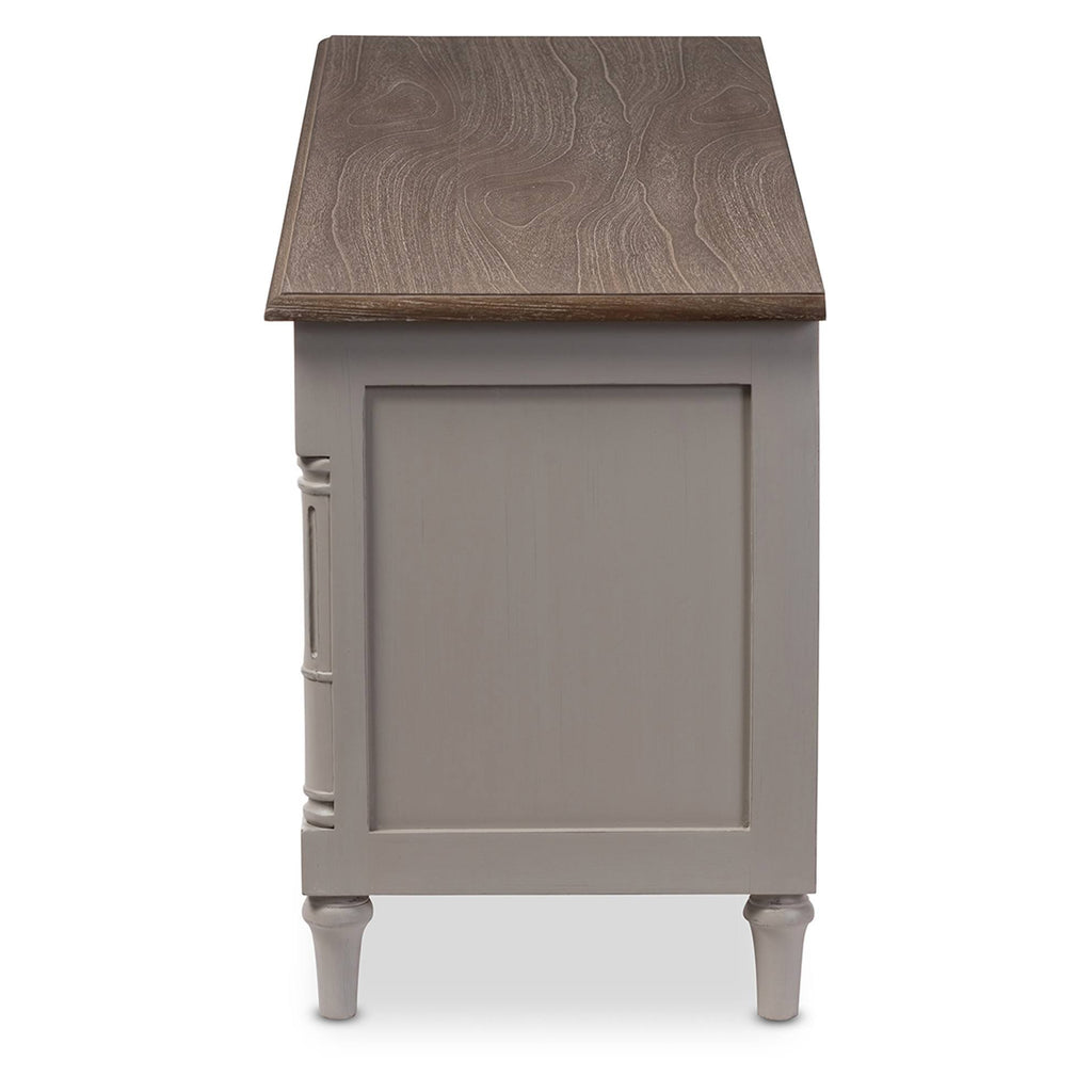 White Wash Distressed 4-Drawer TV Cabinet U8734