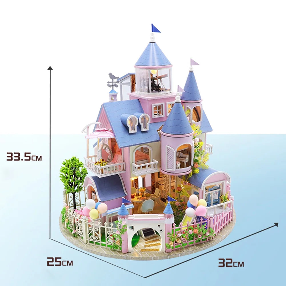 Miniature 3D Wooden Dollhouse Kit with LED M101