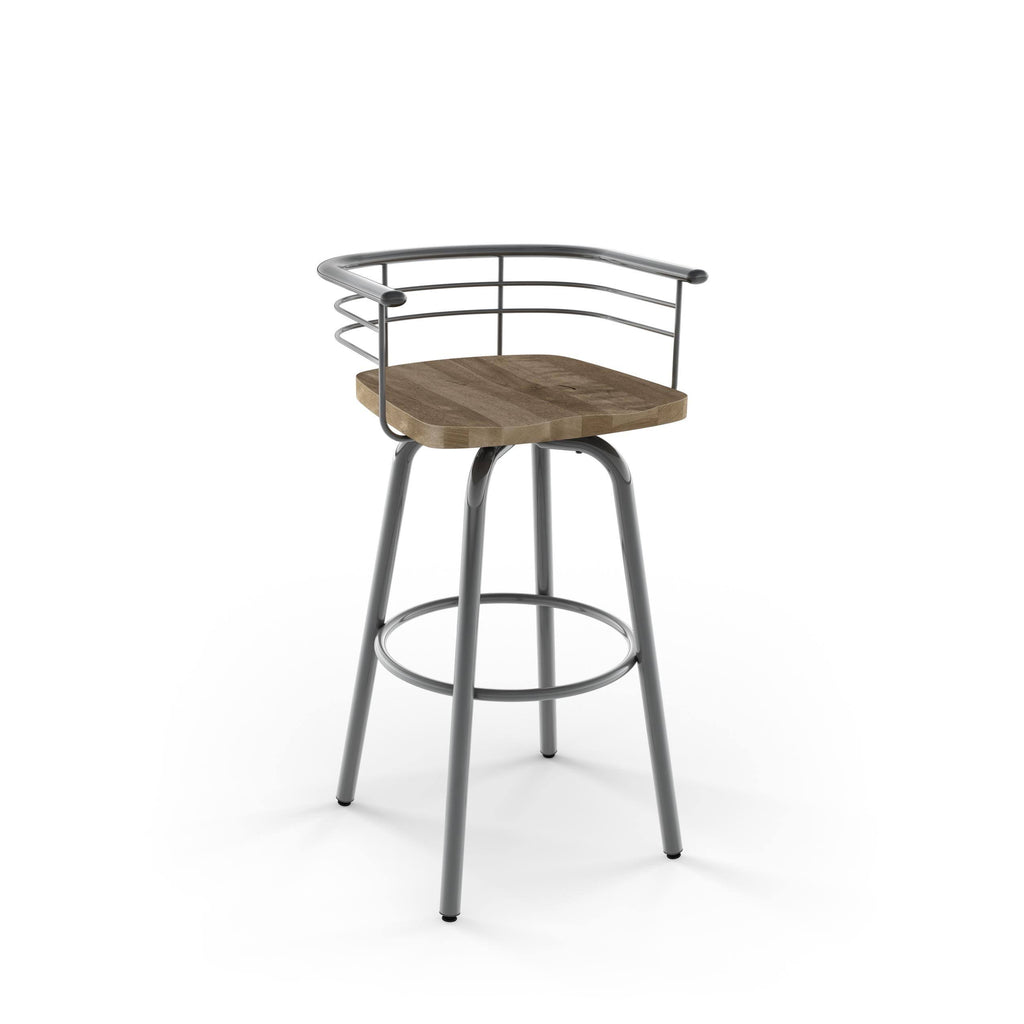 Swivel Metal Counter Stool with Distressed Wood Seat Z35679