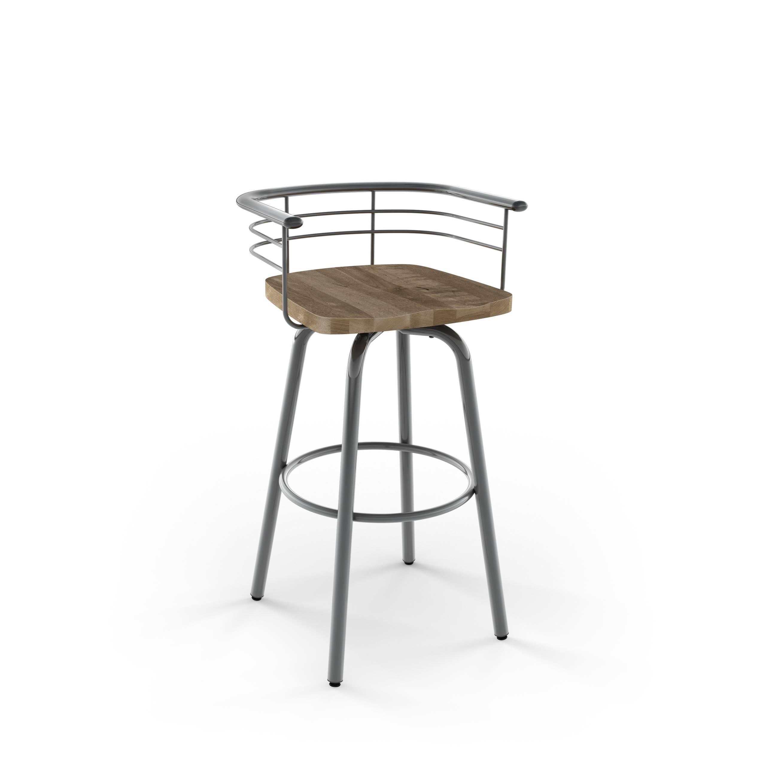 Swivel Metal Counter Stool with Distressed Wood Seat Z35679