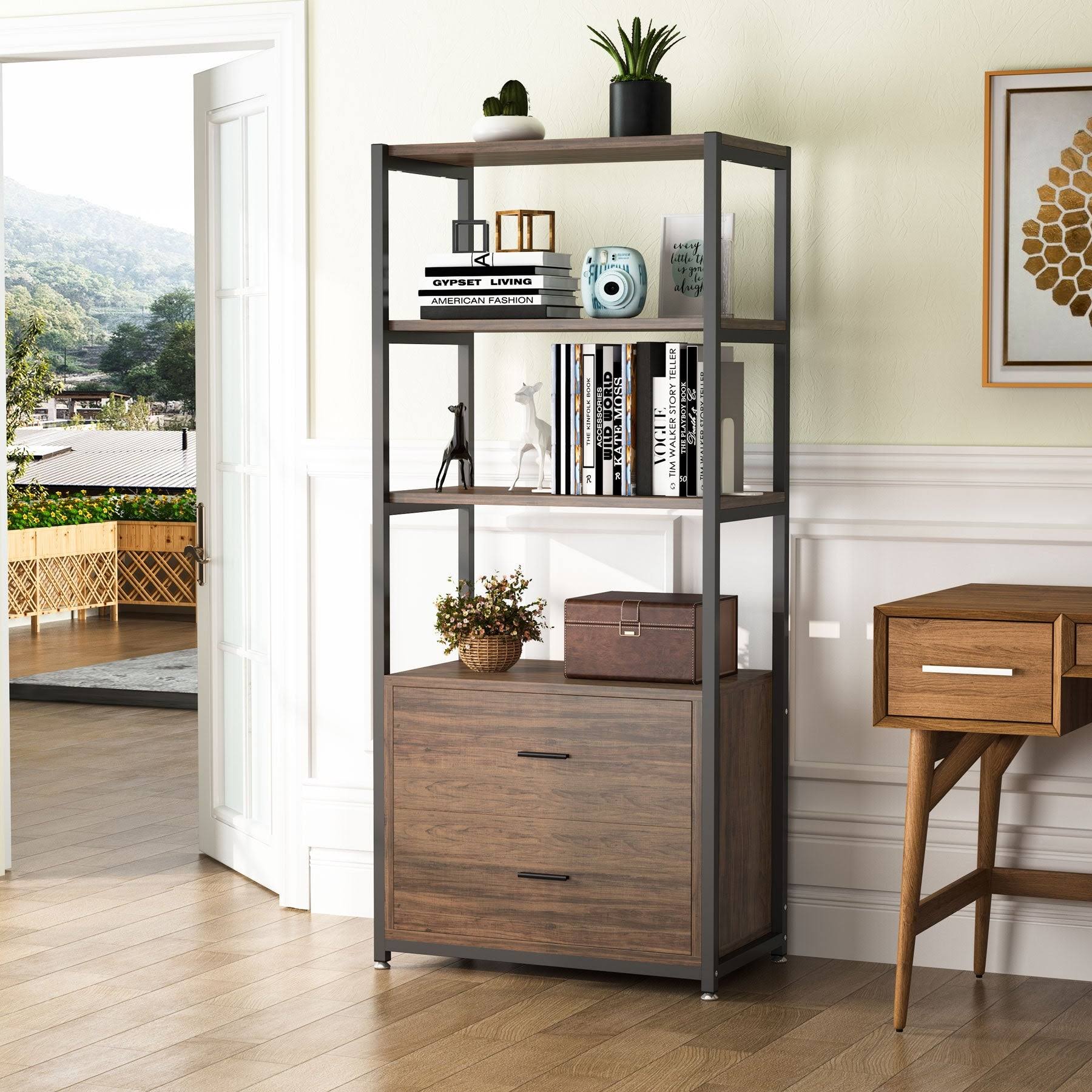 Vintage Etagere Bookcase with Drawers Y3667