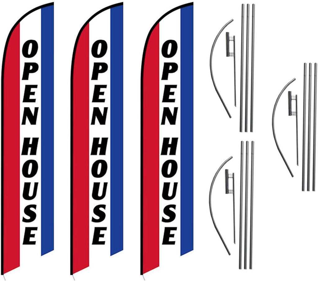 Red White Blue Swooper Flags with Pole Kits U62338