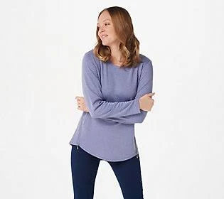 Heathered Brushed Knit Top with Zipper Detail, Size 2X, Peri Blue Mist H669743