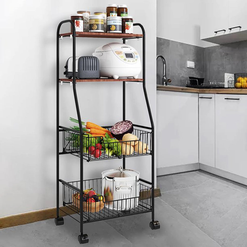 4 Tiers Kitchen Baker's Rack with Wheels P699476